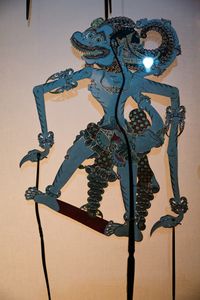 A shadow puppet featured in the permanent exhibition <i>Between Nature and Culture</i>, <!--LINK'" 0:85-->.