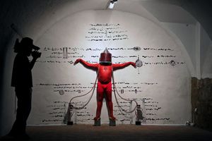 Bioalloy, a body art performance by Gary Cass & Chandrasekaran, performed at the <!--LINK'" 0:35-->, 2010
