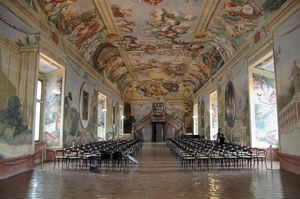 <!--LINK'" 0:67--> frescoes in the knights' banquet hall in <!--LINK'" 0:68--> depict the evolution of architecture from antiquity to the Renaissance