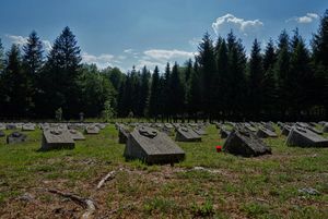 World War I Military Cemetery near Bovec.  More than 1.400 soldiers from the <i>Battles of the Isonzo</i> are buried in this Austro-Hungerian cemetery <!--LINK'" 0:580-->, 2014