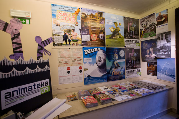 Sales booth at the annual Animateka International Animated Film Festival, a specialised competitive festival which focuses on Central and East European animated film production. 2009