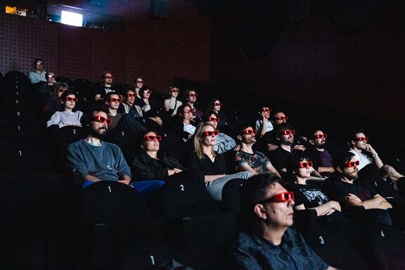 Vladislav Knežević's Retrospective, shown in stereoscopic 3D projection, at the 2nd international festival of experimental audiovisual practices V-F-X Ljubljana in 2022. Author: Asiana Jurca Avci