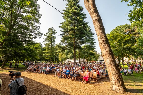 The audiences in Beltinci park, where the International Folklore Festival takes place each year, 23 July 2023, photo by Boštjan Rous.