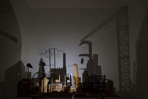 Light installation <i>City – Sketch</i> by artists Andrej Štular and Janez Grošelj at <!--LINK'" 0:58--> in 2022, Ljubljana. Author: DK