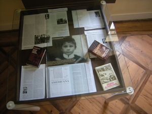 Cabinet in the <!--LINK'" 0:300--> in Praproče, the collection consists of copies of his books, and other important publications including a political bulletin published by Adamič in NYC in the 1940s, as well as some personal belongings
