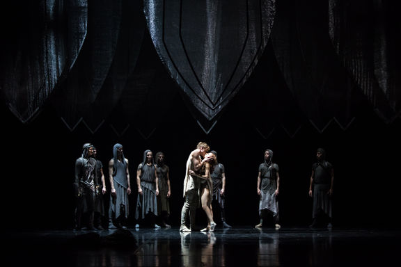 Tristan and Isolde, a full length ballet to an original score by Sašo Kalan and Wagner's opera musical fragments, produced by the Slovene National Theatre Opera and Ballet Ljubljana in 2014. Stage design by Meta Grgurevič in collaboration with JAŠA.