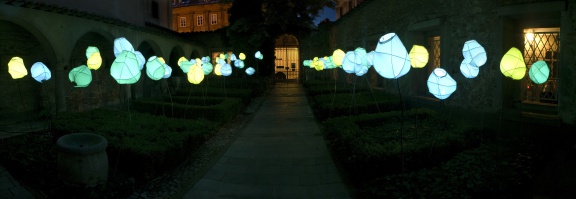 Into the Blu, a light garden by the Swiss artist Sophie Guyot, Lighting Guerrilla Festival, 2011
