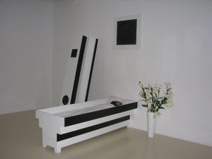 <i>Corpse of Art</i>, a mixed-media installation by <!--LINK'" 0:223--> at the exhibition <i>Other Peopleâs Problems: Conflicts and Paradoxes</i> at Herzliya Museum of Contemporary Art, 2013