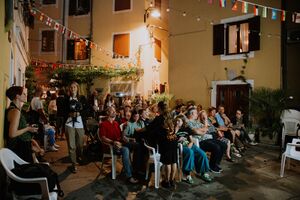 Film and poetry event at Largo pri Špini town square, <!--LINK'" 0:460--> 2022. Author: Amadeja Smrekar