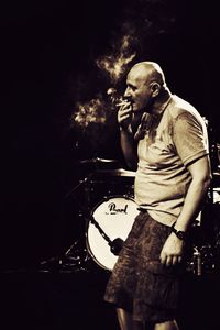 Goran Šalamon, <!--LINK'" 0:639-->, taking a cigarette break at the concert on the <!--LINK'" 0:640-->, organised by <!--LINK'" 0:641-->, 2013.