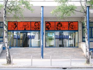Campaign created for the <!--LINK'" 0:269--> by <!--LINK'" 0:270-->, an intervention in the faculties building includes images of philosophers, 2009