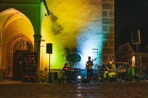 BorZak and Moonlight Sky playing at the <!--LINK'" 0:30--> in Škofja Loka in 2022. Author: Anja Strojan