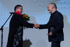 The Večernica Award ceremony, a Slovenian literary prize for the best children's or youth literary work of the past year. The 25th Večernica Award laureate was writer <!--LINK'" 0:281-->, <!--LINK'" 0:282--> 2021.