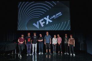 The festival team and guests at the 2nd International festival of experimental audiovisual practices <!--LINK'" 0:74--> in 2022. Author: Asiana Jurca Avci