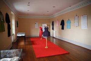 Exhibition entitled <i>Šivilja v vaškem življenju in na rdeči preprogi</i> at <!--LINK'" 0:72-->, 2020.