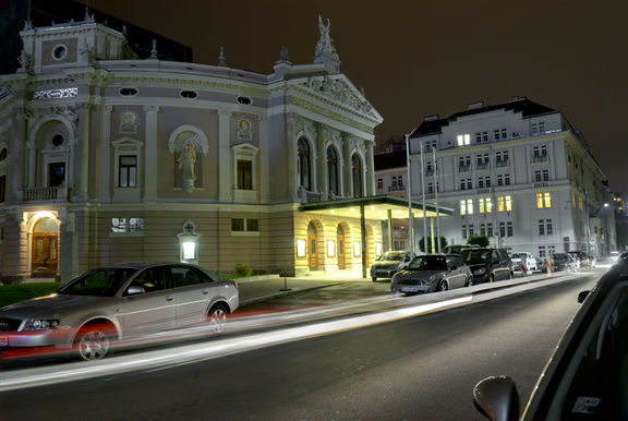 Slovene National Theatre Opera and Ballet Ljubljana at night, 2011