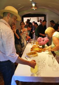 The <!--LINK'" 0:306--> reception with local food and wine in Lemberg, 2015