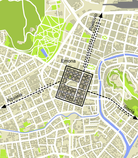 Emona, Legacy of a Roman City Emona plan view.jpg