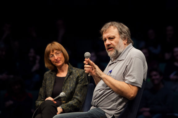 Alenka Zupančič and Slavoj Žižek at the panel Who's the One Lying Here?, World Literatures - Fabula Festival, 2015
