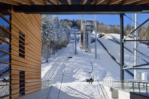 The Nordic Centre Planica complex opened in 2015, the service and performance buildings designed by the STVAR architects, 2016