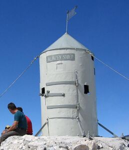 Aljaž Tower (Aljažev Stolp) at the top of <!--LINK'" 0:564-->. Named after priest, mountaineer and patriot <!--LINK'" 0:565-->.