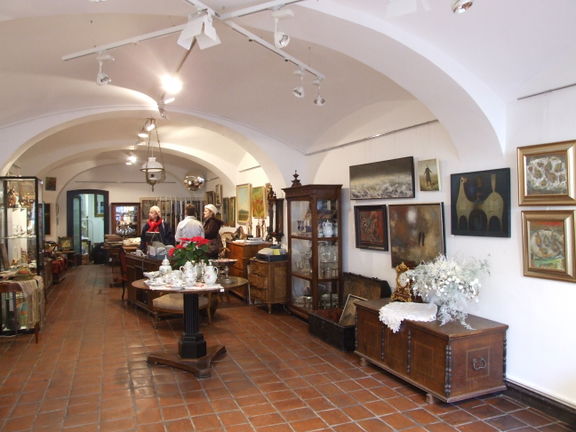 Interior view, ARS Gallery, commercial gallery specialising in book illustration, graphic art and antiquities and Slovene craft objects. It was run by Mladinska knjiga Publishing House up to 2015.