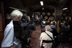 One of the so-called <i>Wicked Tastings</i> with the invited literary guests and vintners, in an intimate local space, <!--LINK'" 0:243-->, 2014