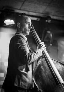 The double bass player <!--LINK'" 0:579--> while performing in Igor Matkovič's Sonic Motion quartet at <!--LINK'" 0:580-->, 2014