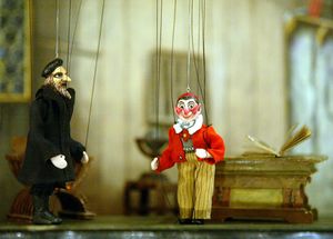 <i>Doctor Faustus</i> performance staged in 2005 with the puppets made in 1938 by <!--LINK'" 0:1053-->. Directed by <!--LINK'" 0:1054-->, music by <!--LINK'" 0:1055-->, produced by <!--LINK'" 0:1056-->.