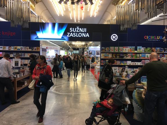 A view of the Slovene Book Fair at Cankarjev dom, featuring the stand of Mladinska knjiga Publishing House, November 2019.