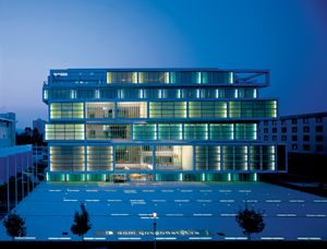 The <!--LINK'" 0:41--> headquarters, an early and highly renowned work by SADAR + VUGA, 1999.