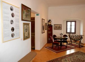 A room dedicated to <!--LINK'" 0:274--> (1851–1923), the native, politician and writer is furnished with Kalan's furniture from Visoko. A part of the <!--LINK'" 0:275-->, which was set refurbished in 2012.