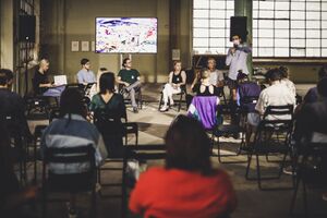 Closing days of the 8th <!--LINK'" 0:19--> EKO at the former MTT textile factory in Maribor, 2021.