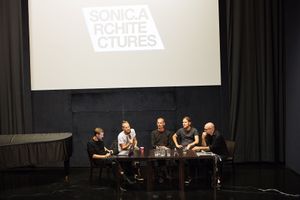 Moderator <!--LINK'" 0:214--> and the three speakers were joined onstage for a discussion by <!--LINK'" 0:215--> aka <!--LINK'" 0:216-->, SONIC.ARCHITECTURES Symposium at <!--LINK'" 0:217--> organised by <!--LINK'" 0:218-->, 2016.