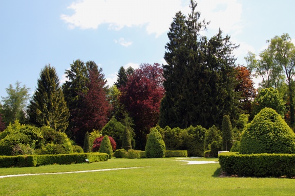 Parterre in the Arboretum Volčji Potok, which originally formed part of the Souvan family estate in 1885 and opened to the public in 1952