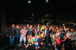 Co-creators of the 15th international stand-up comedy festival <!--LINK'" 0:50-->, Ljubljana 2022. Author: Jaka Škrlep