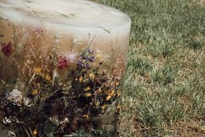 Ice Garden installation by Elena Fajt, presented at the Biennial of Textile Art BIEN in 2023. Photo by Maša Pirc.