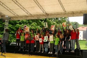 Young choristers performing at <i>Song is the Voice of the Heart: Slovenian choirs sing Slovenian poets</i> in Tivoli Park, Ljubljana <!--LINK'" 0:351-->, 2010