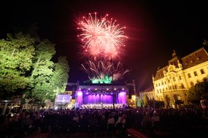 A joint concert by the <!--LINK'" 0:307--> and the Zagreb Philharmonic Orchestra, held at Kongresni trg as the opening concert of the Ljubljana Festival, 2016