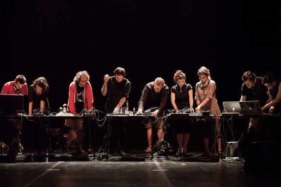 Theremidi Orchestra, group of enthusiasts from Ljudmila Art and Science Laboratory performing at Mladi levi Festival and 7th edition of U3 Triennial of Contemporary Slovene Arts, 2013