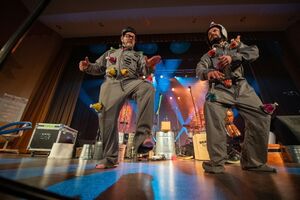 The Funky Currywurst Brothers at the 15th <!--LINK'" 0:122--> International Percussion Festival, 2023.