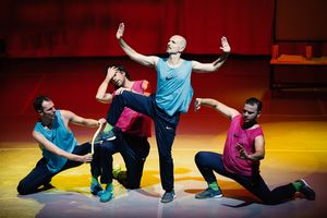Dancers transforming the stage into a football stadium during 2:0 dance performance, <!--LINK'" 0:68-->, 2016.