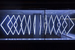 A light installation, set up by the duo Nonotak at MoTA Lab during the 2016 edition of the <!--LINK'" 0:122-->