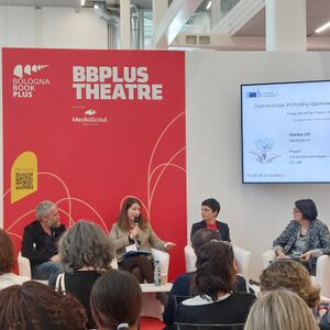 At the Bologna Children's Book Fair 2025, <!--LINK'" 0:110-->, <!--LINK'" 0:111-->, and  <!--LINK'" 0:112-->,  <!--LINK'" 0:113-->, participated on the panel on European projects for the circulation of literary works.