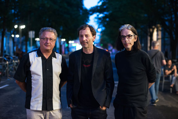 Ivan Novak, Igor Zupe and Dejan Knez at the premiere of Music is the Art of Time 3, LP film Laibach, Kinodvor Cinema, 2018.