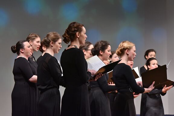 Women's chamber choir ČarniCe performing at the Naša pesem Choir Competition. Author: Janez Eržen