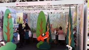The stall of <!--LINK'" 0:772--> presented at the Bologna Book Fair, 2017