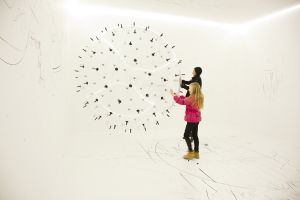 Karina Smigla-Bobinski (DE) worked as an artists in residence at <!--LINK'" 0:176--> in 2013. She developed an analogue interactive installation called ADA, "a post-industrial creature, visitor-animated, creatively acting artist-sculpture, self-forming artwork".