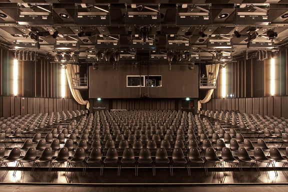 One of two technically equipped and adaptable multi-functional halls: the large Katedrala Hall can hold from 800 to 1000 visitors standing for music concerts, Kino Šiška Centre for Urban Culture