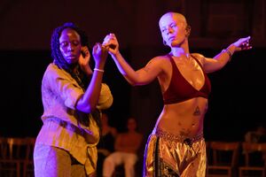 Performance <i>Unending Love, or Love Dies, On Repeat Like It’s Endless</i>, performed by Aaa Biczysko and Beverly D. Renekouzou at <!--LINK'" 0:21--> in 2023. Author: Nada Žgank